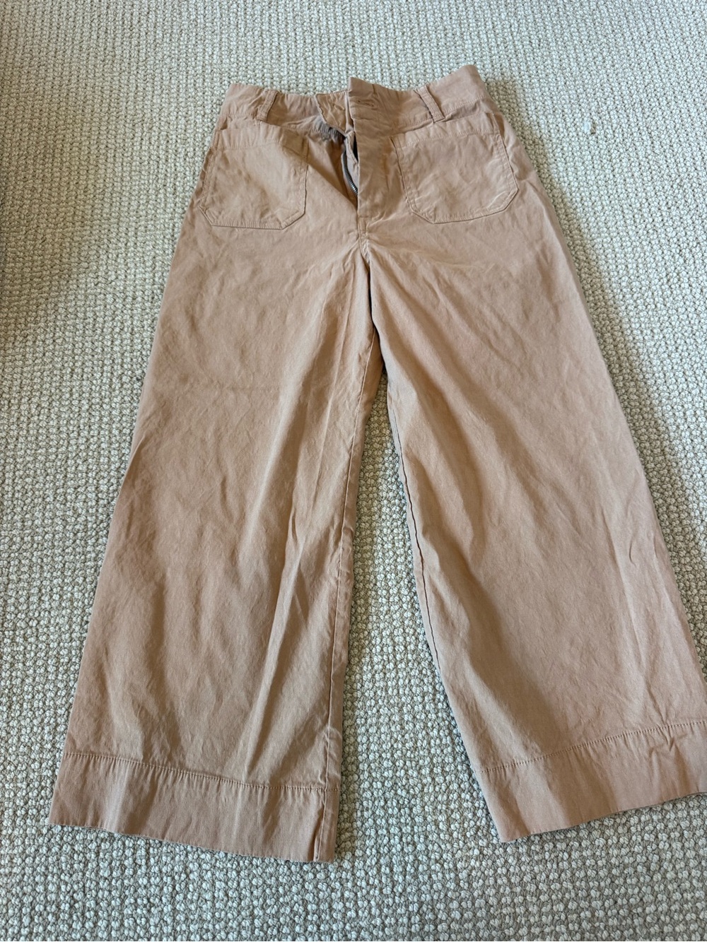 Maeve Flared Cotton-Blend Pants in Light Brown